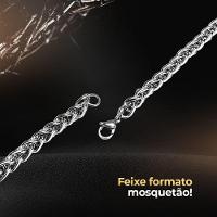 Caixa + Corrente Aço Inox Prata + Pingente Cruz Pai Nosso Estiloso Proteção Qualidade Premium Casual - 7