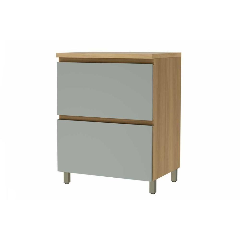 Balcão de Cozinha Rainha 1 Porta e 1 Gaveta c/ Tampo 70cm Nature/Verde - Nesher - 1