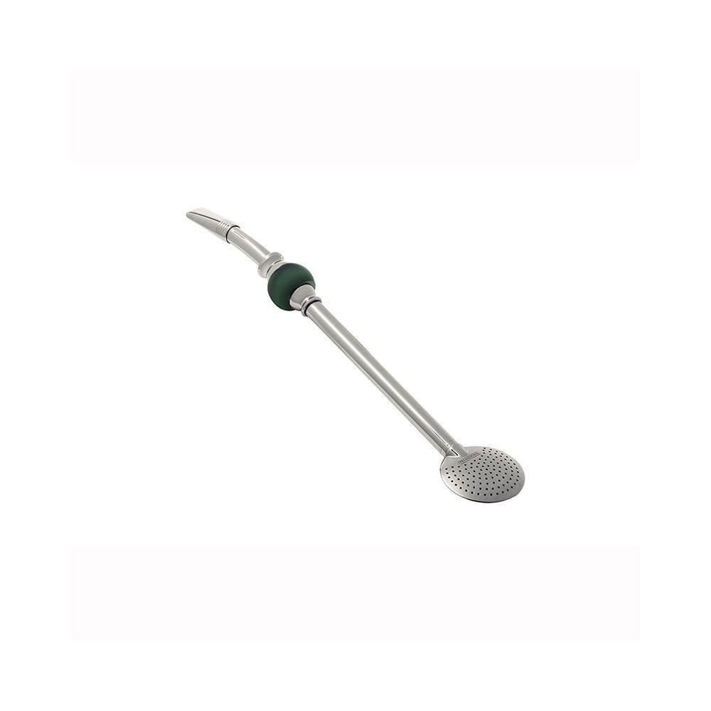 Bomba De Chimarrão Ilex Em Inox Com Rosca E Pedra ágata Verde 25cm - Tramontina - 1