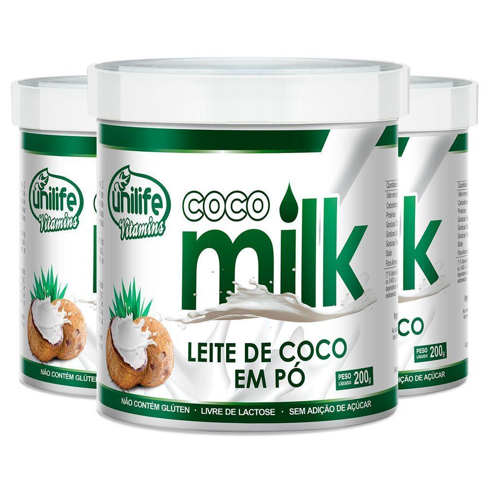 Kit 3 Coco Milk Unilife Leite De Coco Em Pó 200g - 1