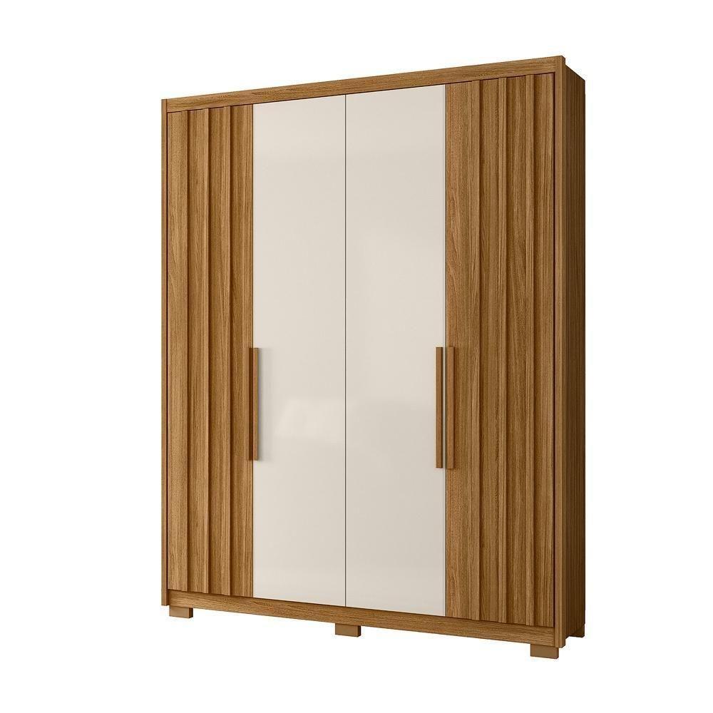 Guarda Roupa Casal 4 Portas 3 Gavetas Ripado Califórnia - Freijó - Off White - 9