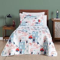 Kit Cobre Leito Colcha Solteiro Infantil Fantasy Dupla Face Microfibra 2 Peças - Bombeiro Branco - 1