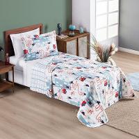 Kit Cobre Leito Colcha Solteiro Infantil Fantasy Dupla Face Microfibra 2 Peças - Bombeiro Branco - 2