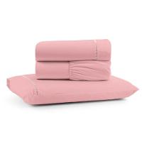 Jogo Cama Lençol Bali Solteiro Percal 180 Fios 100% Algodão Ponto Palito 3 Peças - Rosa - 1