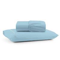 Jogo Cama Lençol Bali Solteiro Percal 180 Fios 100% Algodão Ponto Palito 2 Peças - Azul Claro - 1