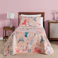 Kit Cobre Leito Colcha Solteiro Infantil Fantasy Dupla Face Microfibra 2 Peças - Gatinha Rosê - 1