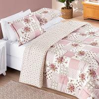Kit Edredom Dallas Super King Dupla Face Microfibra 3 Peças - Rosa Matura Patchwork - 2