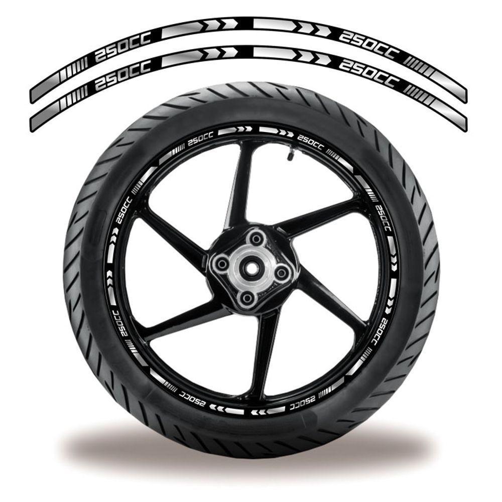 Friso De Roda Adesivo Refletivo Para Motos 250 Cc Branco E Preto Cor Preto - 1