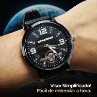 Cordão Prata + Relogio Masculino Preto Casual Social Cordao - 9