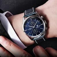 Relógio De Pulso Masculino Com Cronógrafo Esportivo Impermeável Azul - 4