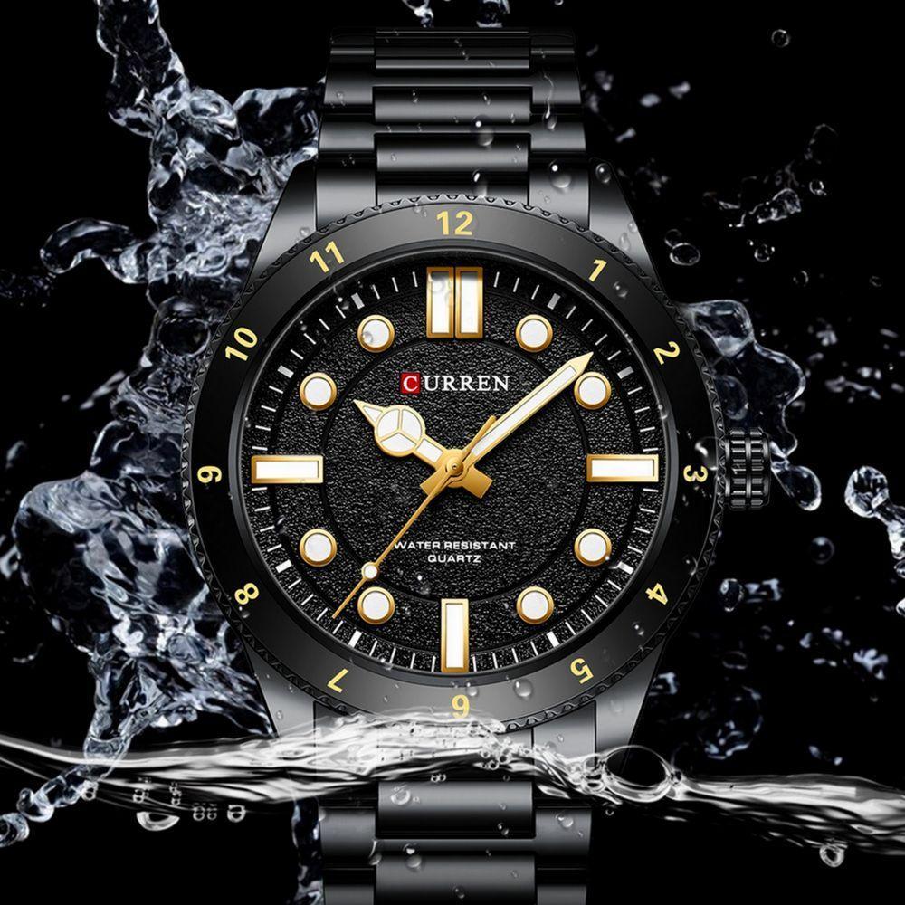 Relógio De Quartzo Masculino Pulseira De Aço Inoxidável Design Classico Impermeavel Preto - 3