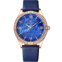 Relógio De Quartzo Feminino Estilo Casual Design Com Strass A Prova D´agua Azul Marinho - 1