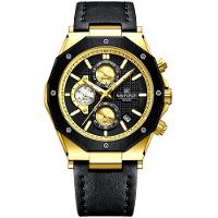 Relógio De Pulso Masculino Esportivo Movimento De Quartzo à Prova D\' água Preto Dourado - 1