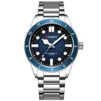 Relógio De Quartzo Masculino Pulseira De Aço Inoxidável Design Classico Impermeavel Azul - 1