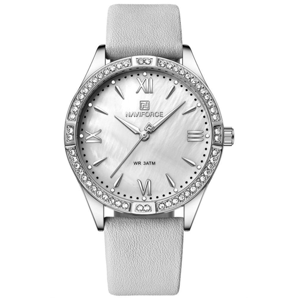 Relógio De Quartzo Feminino Estilo Casual Design Com Strass A Prova D´agua Cinza - 1