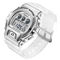 Relógio De Pulso Militar Criativo Feminino, Impermeável Digital Prata Transparente - 1