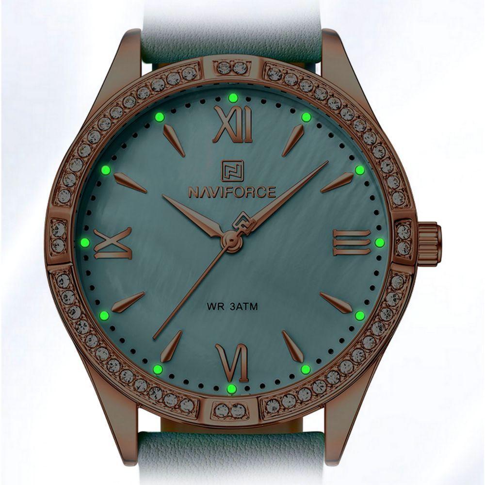 Relógio De Quartzo Feminino Estilo Casual Design Com Strass A Prova D´agua Azul Claro - 6