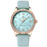Relógio De Quartzo Feminino Estilo Casual Design Com Strass A Prova D´agua Azul Claro - 1