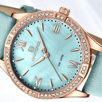 Relógio De Quartzo Feminino Estilo Casual Design Com Strass A Prova D´agua Azul Claro - 2