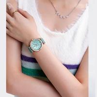 Relógio De Quartzo Feminino Estilo Casual Design Com Strass A Prova D´agua Azul Claro - 5