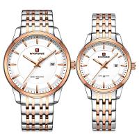 Conjunto Relógio De Quartzo Data Automática Em Aço Inoxidável Impermeavel Branco Rose - 1