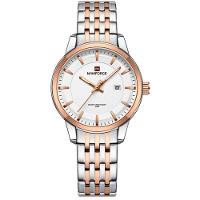 Conjunto Relógio De Quartzo Data Automática Em Aço Inoxidável Impermeavel Branco Rose - 2