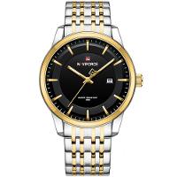 Conjunto Relógio De Quartzo Data Automática Em Aço Inoxidável Impermeavel Preto Dourado - 2