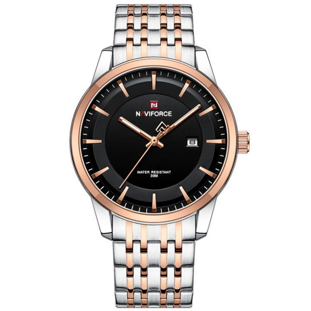 Conjunto Relógio De Quartzo Data Automática Em Aço Inoxidável Impermeavel Rose - 3