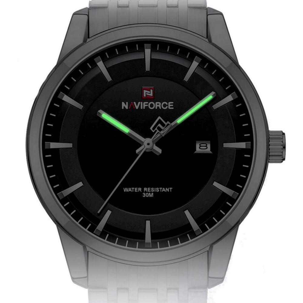 Conjunto Relógio De Quartzo Data Automática Em Aço Inoxidável Impermeavel Prata - 3