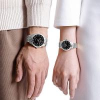 Conjunto Relógio De Quartzo Data Automática Em Aço Inoxidável Impermeavel Prata - 2