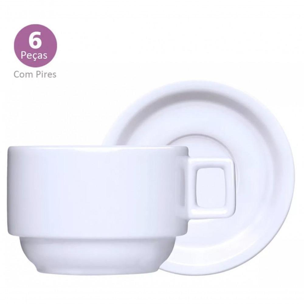Jogo De 8 Xicaras De Cha Bar Hotel Com Pires Porcelana - 5