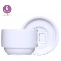 Jogo De 8 Xicaras De Cha Bar Hotel Com Pires Porcelana - 5