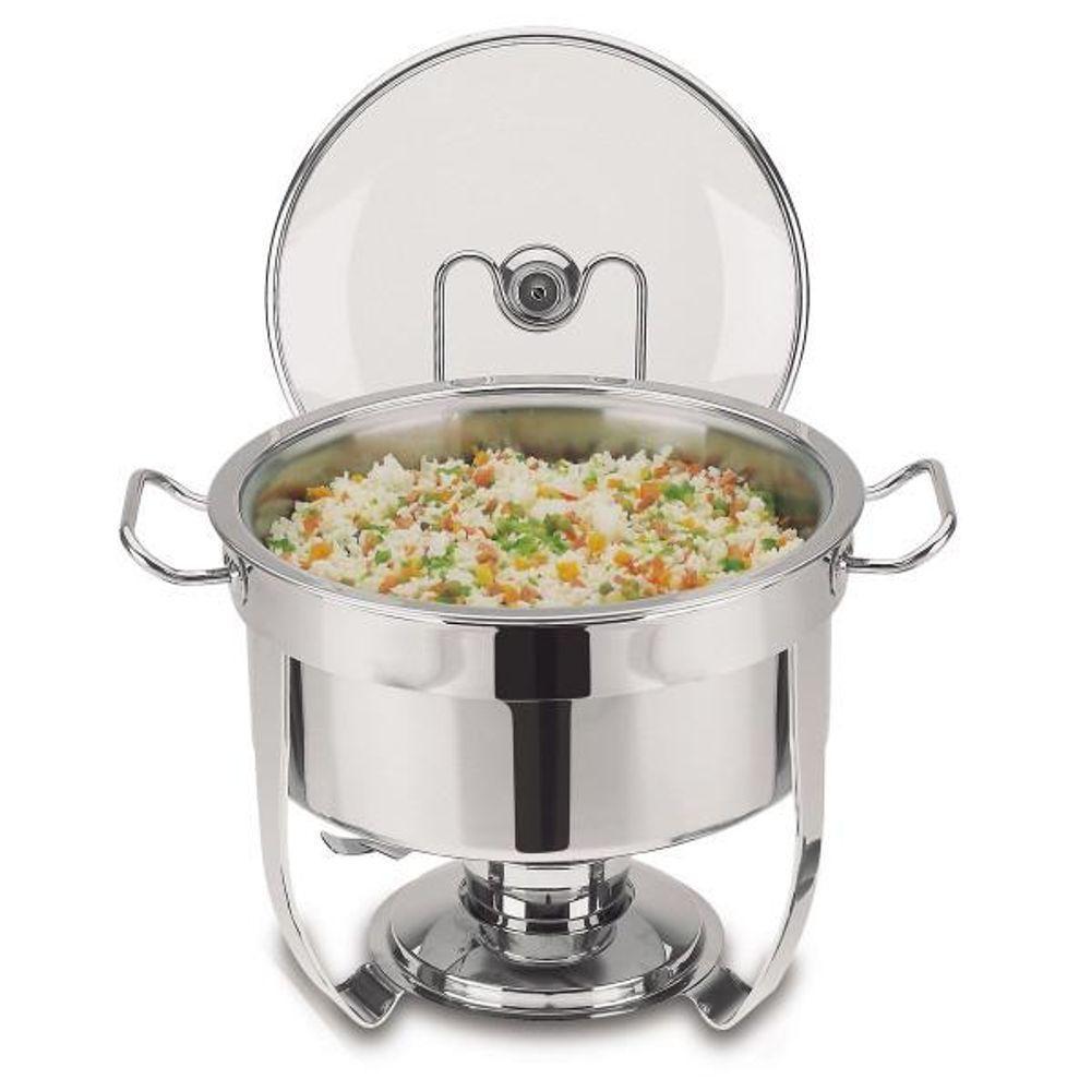 Rechaud Tramontina Redondo Em Aço Inox Banho Maria Com Suporte Para Tampa E Fogareiro 7 L - 4