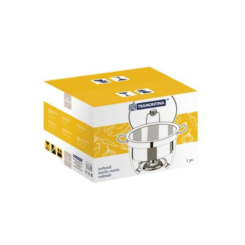 Rechaud Tramontina Redondo Em Aço Inox Banho Maria Com Suporte Para Tampa E Fogareiro 7 L - 10