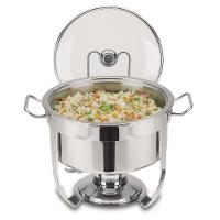 Rechaud Tramontina Redondo Em Aço Inox Banho Maria Com Suporte Para Tampa E Fogareiro 7 L