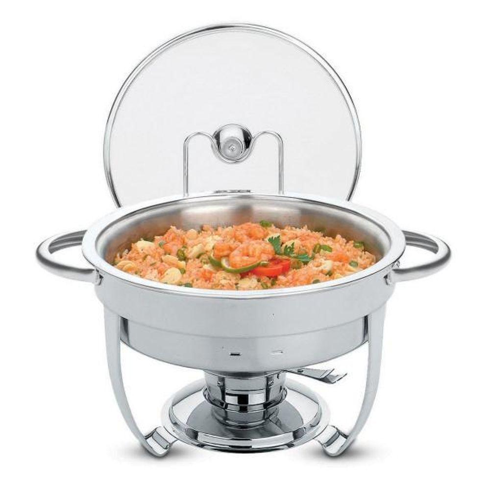 Rechaud Tramontina Redondo Em Aço Inox Banho Maria Com Suporte Para Tampa E Fogareiro 4,3 L - 1