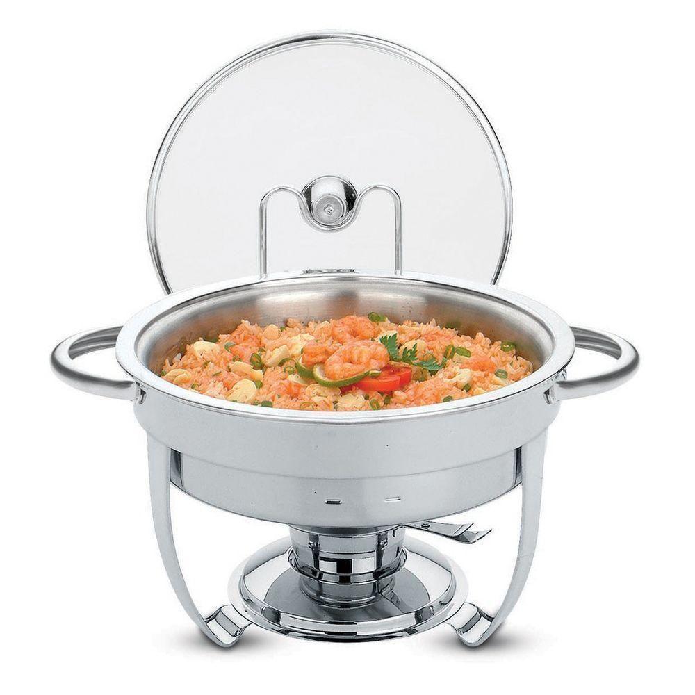 Rechaud Tramontina Redondo Em Aço Inox Banho Maria Com Suporte Para Tampa E Fogareiro 4,3 L - 2