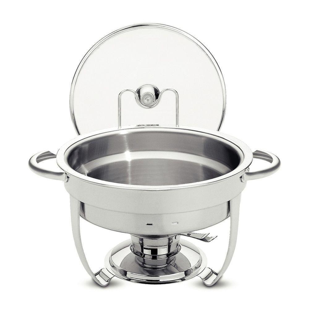 Rechaud Tramontina Redondo Em Aço Inox Banho Maria Com Suporte Para Tampa E Fogareiro 4,3 L - 3