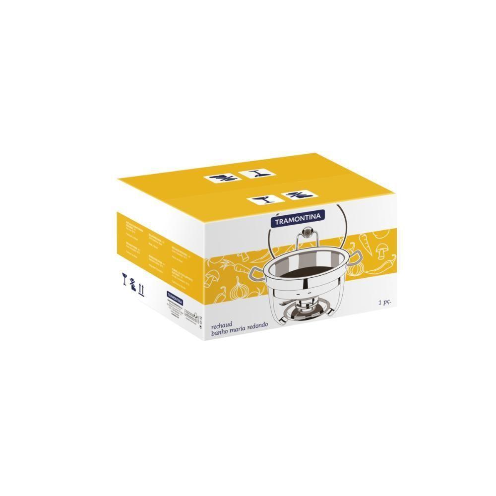 Rechaud Tramontina Redondo Em Aço Inox Banho Maria Com Suporte Para Tampa E Fogareiro 4,3 L - 5