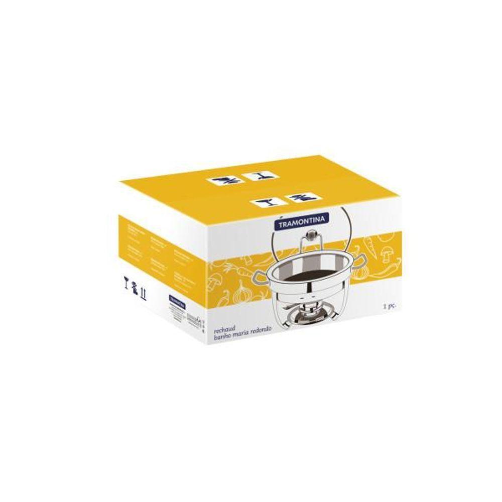 Rechaud Tramontina Redondo Em Aço Inox Banho Maria Com Suporte Para Tampa E Fogareiro 4,3 L - 9