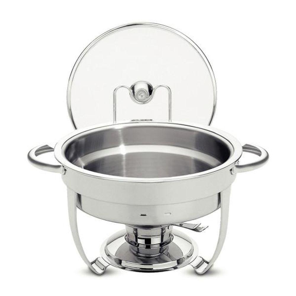 Rechaud Tramontina Redondo Em Aço Inox Banho Maria Com Suporte Para Tampa E Fogareiro 4,3 L - 10