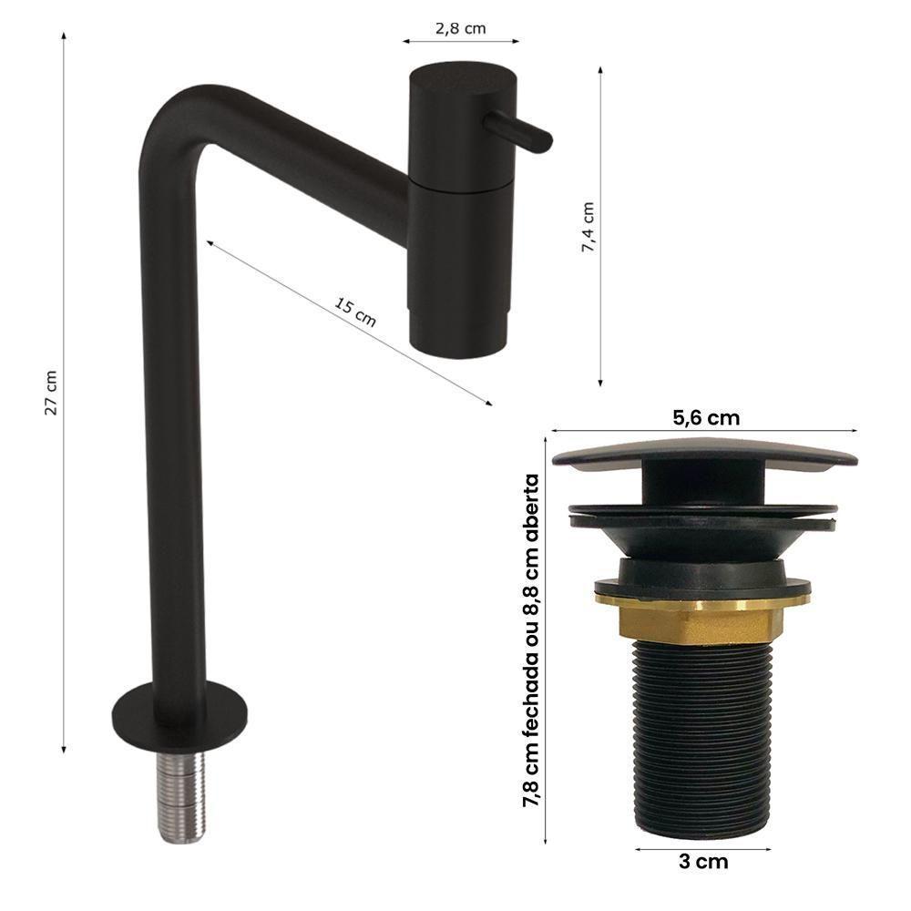 Kit Cuba Dalla Preta Com Torneira Inox E Valvula Click Black - 4