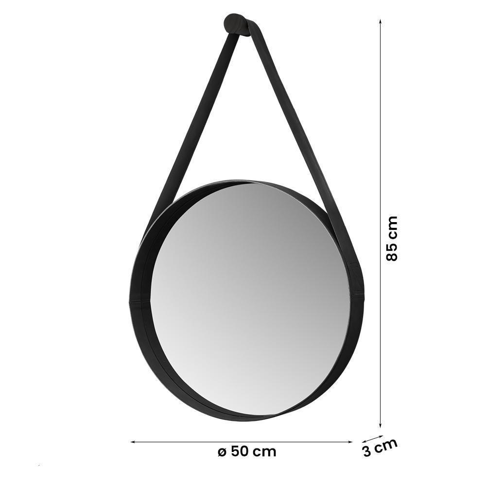 Espelho Decorativo Castanheira De 50 Cm Com Alça Preto Preto - 3
