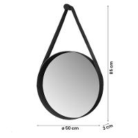 Espelho Decorativo Castanheira De 50 Cm Com Alça Preto Preto - 3