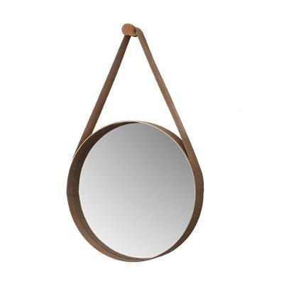 Espelho Decorativo Castanheira De 50 Cm Com Alça Castanho Castanho