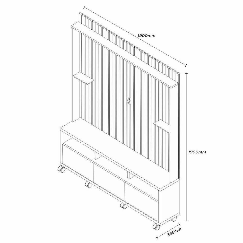 Estante Home Tvs 60 4 Portas Absoluto Naturalle Ripado Carmolar - 2