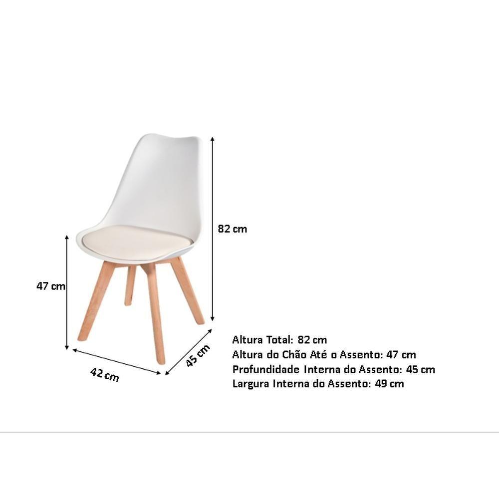 Kit 4 Cadeiras Charles Eames Leda Design Wood Estofada Base Madeira - Branca - 2