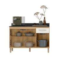 Balcão De Cozinha Fit Com 3 Portas E 1 Gaveta Freijo-off White Freijo-off White