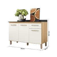 Balcão De Cozinha Fit Com 3 Portas E 1 Gaveta Freijo-off White Freijo-off White - 5