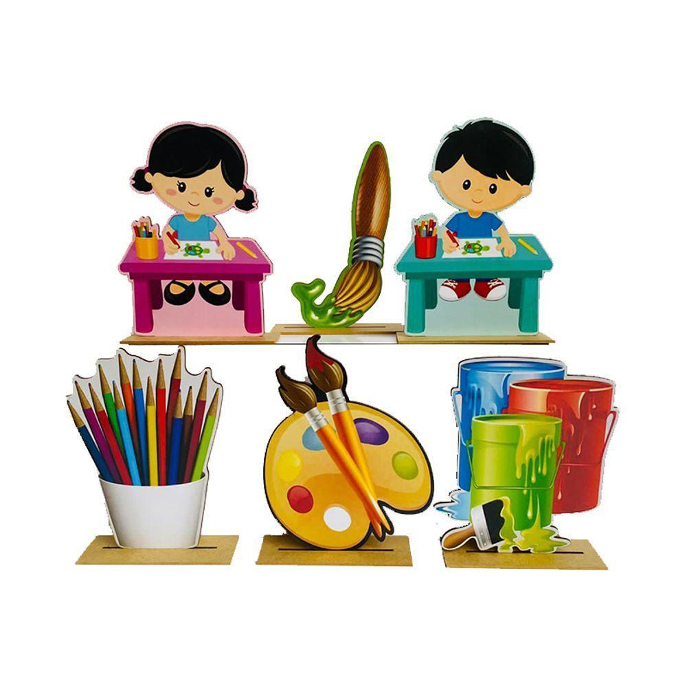 Kit Display De Mesa 6 Peças Para Festa Pintando O 7 Mdf - 1